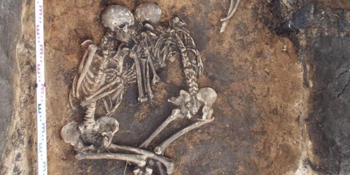 Two 5,000-year-old skeletons from which geneticists have extracted DNA that shows that the individuals died of the plague